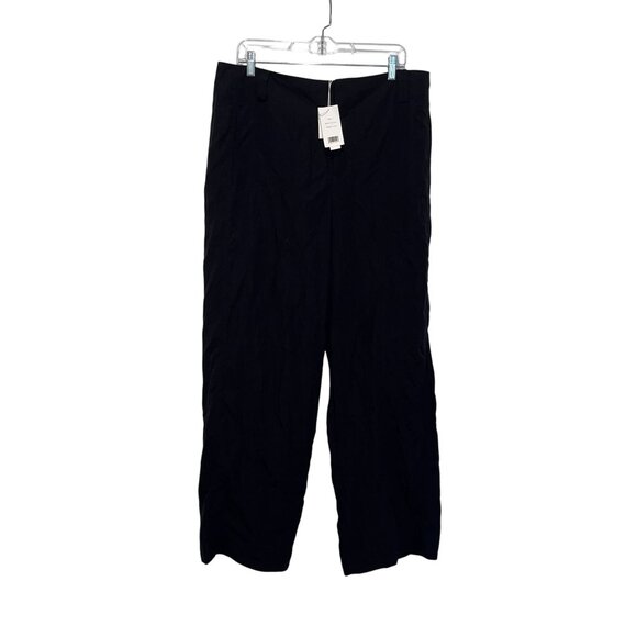 NWT Vince Black Wide Leg Pullover Belt loops Women's Pants Size 14 - Picture 1 of 11